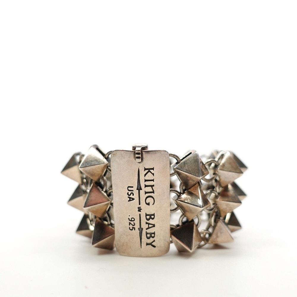King Baby Studio Stacked Pyramid Chain Link Bracelet Fine Silver .925